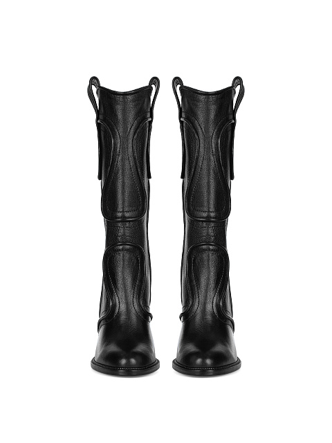 Black Leather High Heel Boots, 2