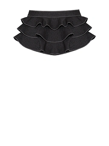 Black denim peplum belt with zipper, 2