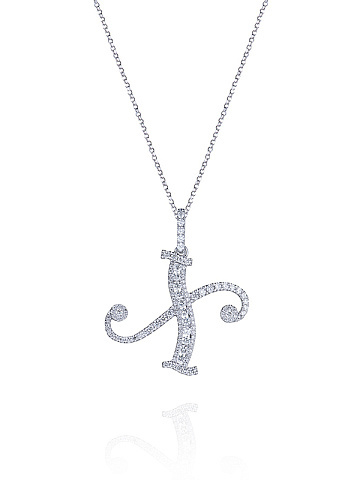 White Gold & Diamonds Letter "X" Necklace, 1