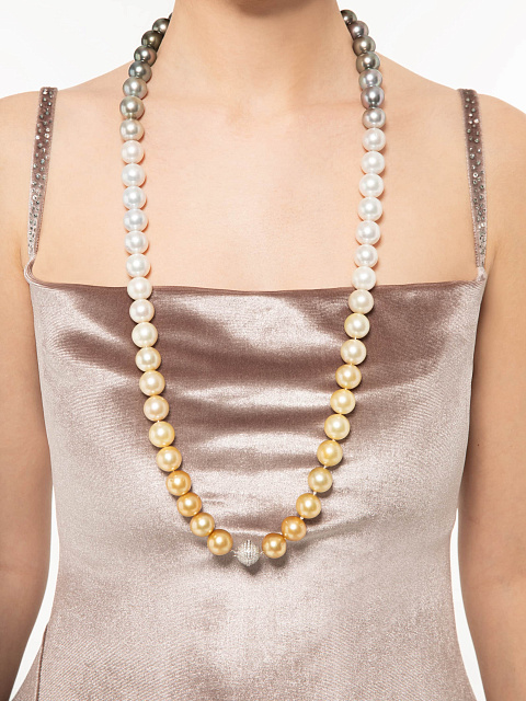 Necklace with South Sea and Tahitian pearls, 4