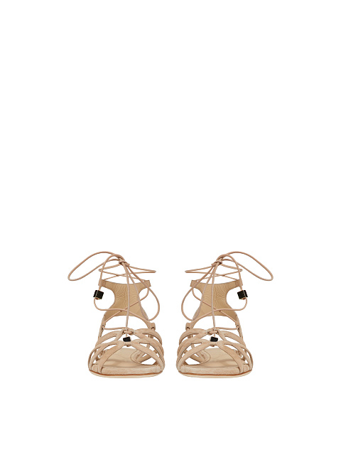 Beige Suede Flat Sandals, 2