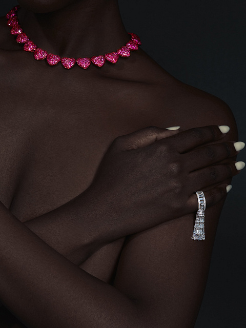 White Gold & Diamond Tassel Ring, 9