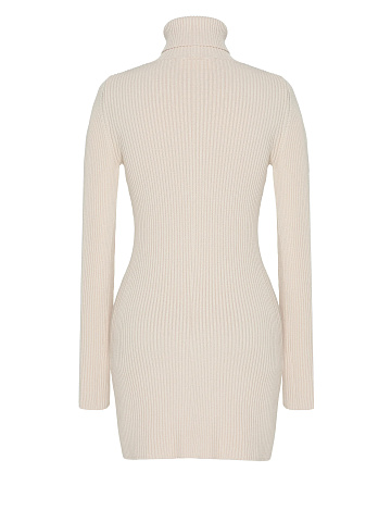 Light Beige Rib Jersey Mini Dress, 2
