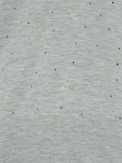 Grey Rhinestone Cashmere Pullover, 3