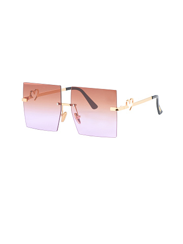 Brown & Pink Gradient Square Sunglasses, 1