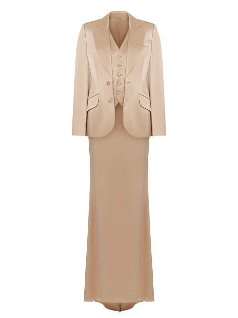 Beige silk three-piece suit, 3 Beige silk three-piece suit, 3