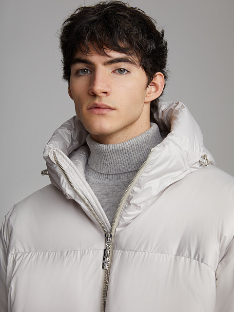 Taupe Unisex Hooded Puffer Jacket, 8