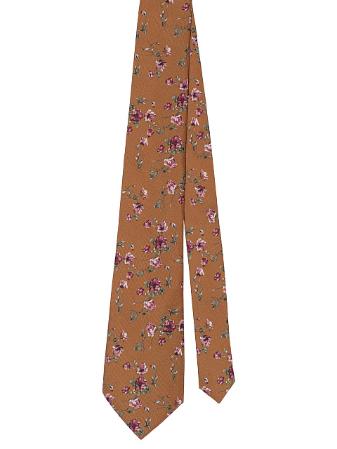 Light Brown Floral Print Tie, 1 Light Brown Floral Print Tie, 1
