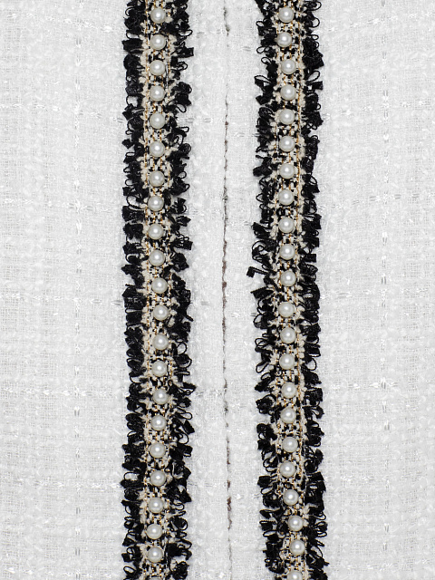White Tweed Jacket With Pearls, 3 White Tweed Jacket With Pearls, 3