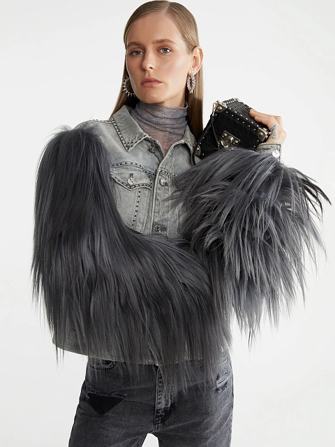 Grey Denim & Yak Fur Jacket, 3