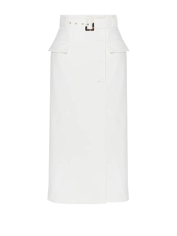 White Midi Skirt With Pockets, 1