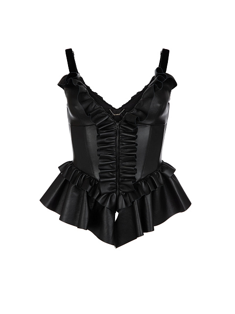 Black Leather Corset Top, 1