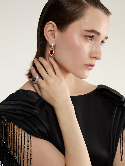 Yellow Gold, Zircon & Diamonds Earrings, 3