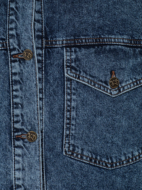 Blue Denim & Shearling Jacket With Leather Trim, 3