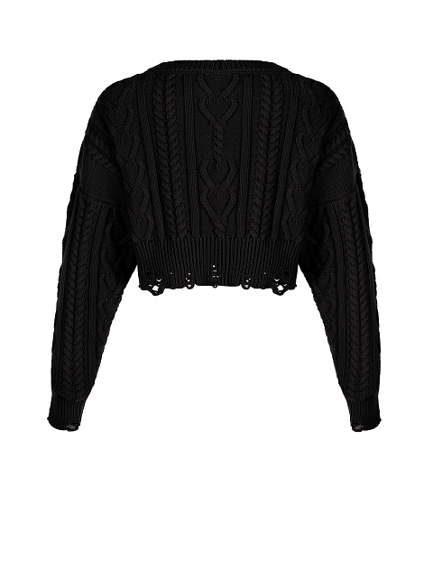 Cropped black cable knit sweater, 2 Cropped black cable knit sweater, 2