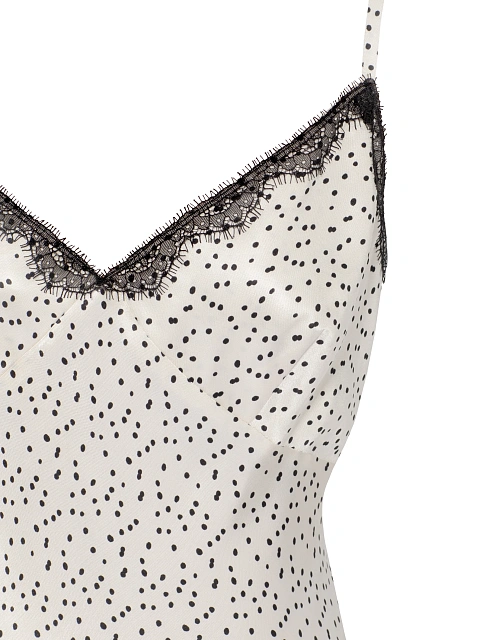 White & Black Lace Trim Polka Dot Mini Dress, 3 White & Black Lace Trim Polka Dot Mini Dress, 3