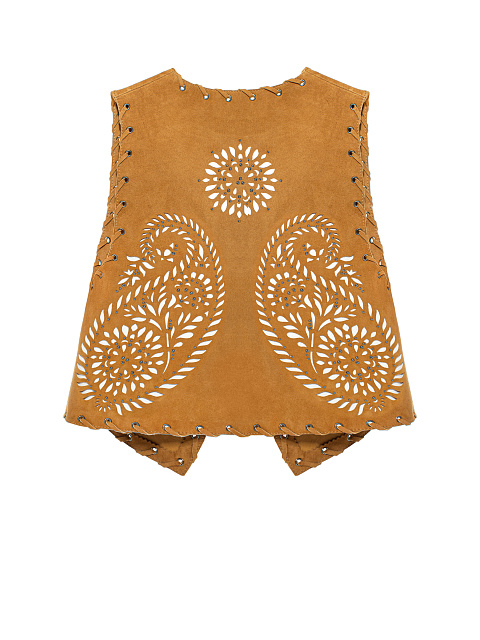 Brown Cut Out Suede Vest, 2 Brown Cut Out Suede Vest, 2