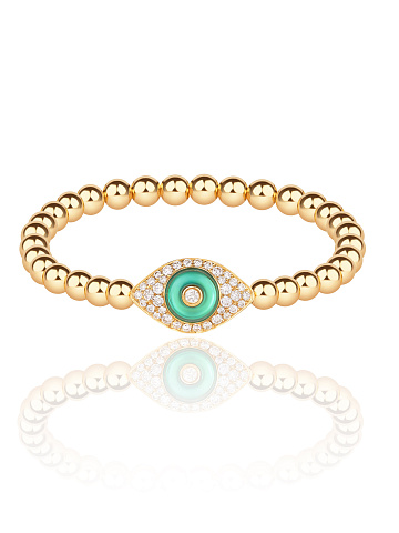 Blue Quartz, Round Diamond & Gold Bracelet, 1