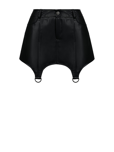 Black Ultra Mini Faux Leather Skirt, 1