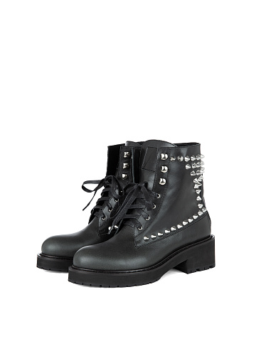 Black Leather Studded Boots, 1