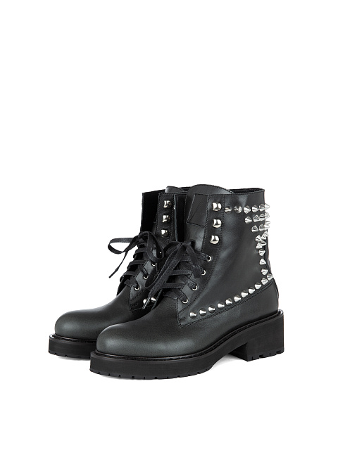 Black Leather Studded Boots, 1