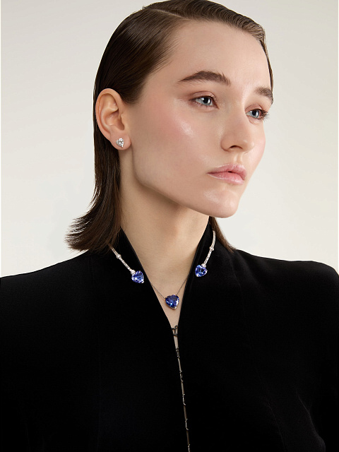 White Gold Tanzanite Diamond Necklace, 2