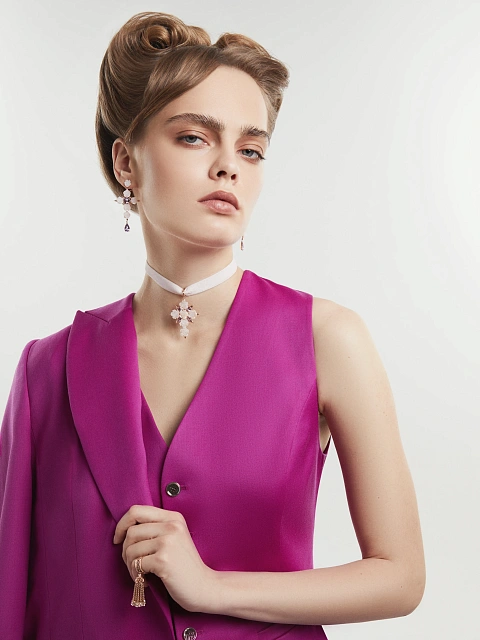 Rose Gold, Rose-cut Mother-of-Pearl & Amethyst Earrings, 3