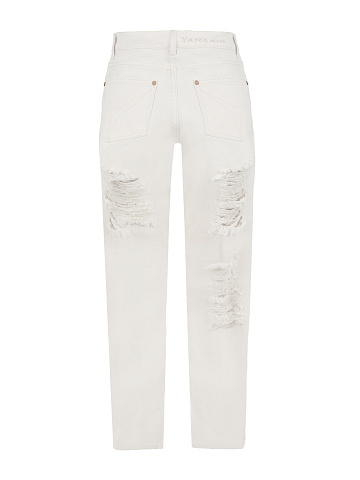 White Distressed Cotton Jeans, 2