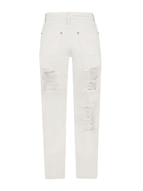 White Distressed Cotton Jeans, 2