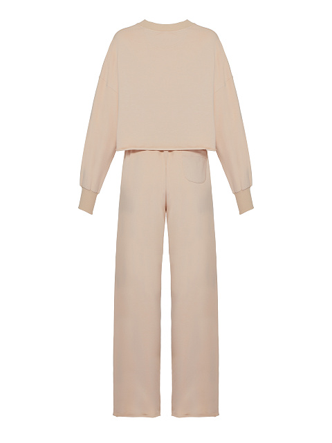 Black Embroidery Bad Girls Club Light Beige Jersey Set, 2