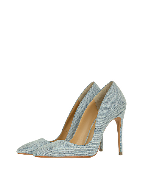 Light Blue Washed Denim Pumps, 1