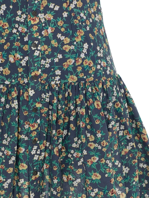 Blue cotton mini dress with floral print, 3 Blue cotton mini dress with floral print, 3
