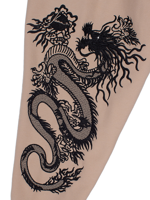 Beige Dragons Embroidered Jersey Suit, 3