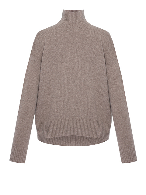 Beige Back Embroidery Cashmere Turtleneck Sweater, 1 Beige Back Embroidery Cashmere Turtleneck Sweater, 1