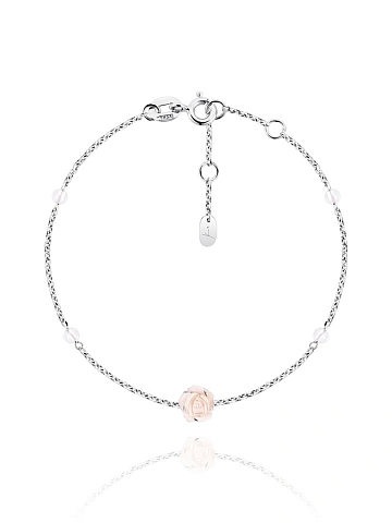 White Gold, Rock Crystal & Mother-of-pearl Rose Bracelet, 1
