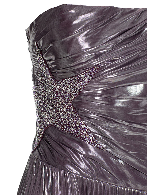 Purple Maxi Dress With Silver Plating And Rhinestones, 3