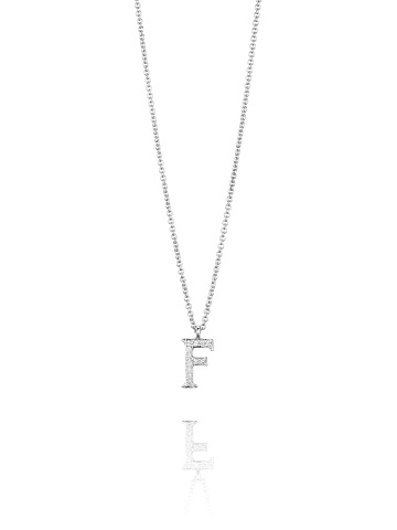 White Gold & Diamonds Letter "F" Necklace, 1