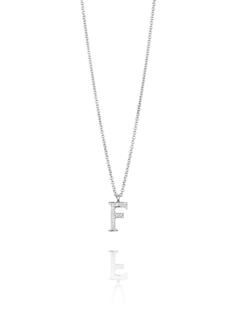 White Gold & Diamonds Letter "F" Necklace, 1