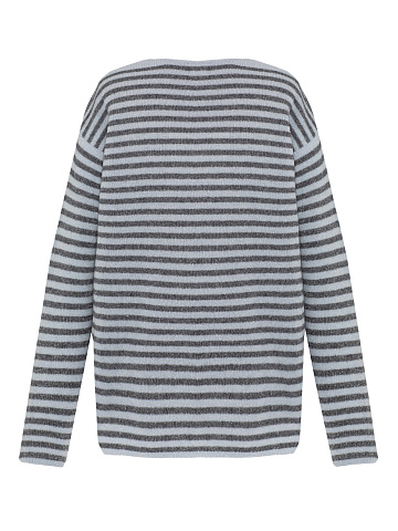 Gray Striped Cashmere Pullover, 2