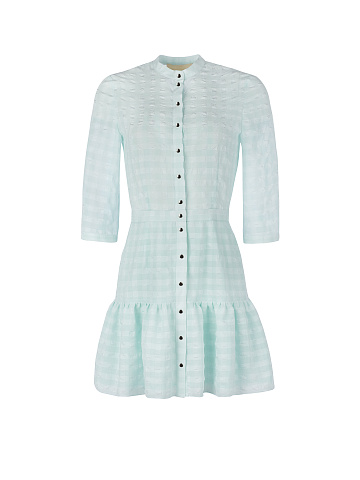 Turquoise Checked Mini Dress , 1
