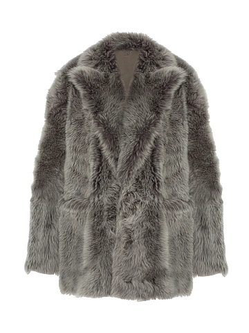 Gray Cropped Sheepskin Coat, 1