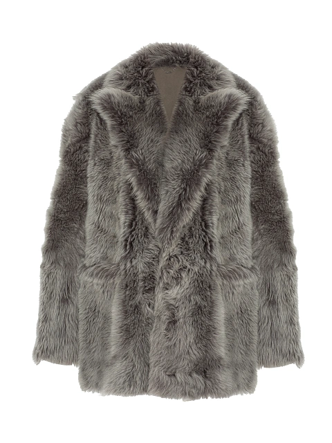Gray Cropped Sheepskin Coat, 1 Gray Cropped Sheepskin Coat, 1