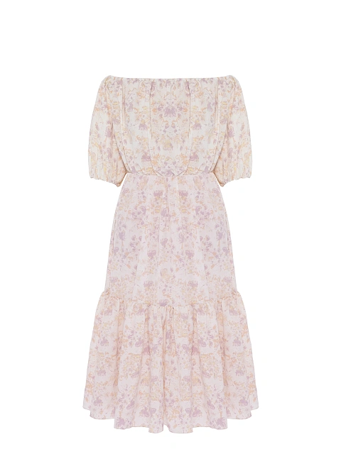 Lilac Floral Printed Midi Dress, 1 Lilac Floral Printed Midi Dress, 1