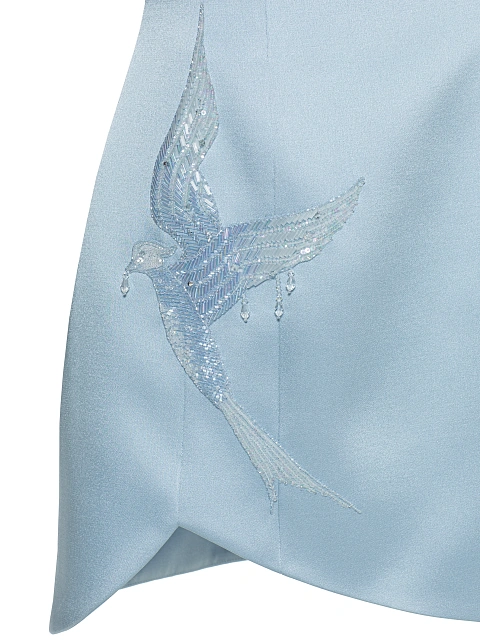 Light Blue Embroidered & Draped Silk Mini Dress, 5 Light Blue Embroidered & Draped Silk Mini Dress, 5