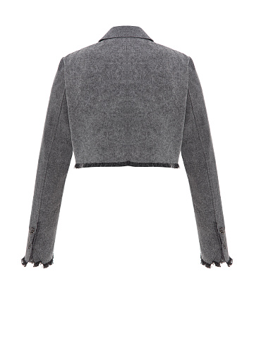 Grey Cropped Washed Denim Jacket, 2