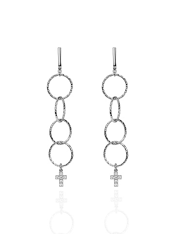 Silver earrings with cubic zirconia, 1
