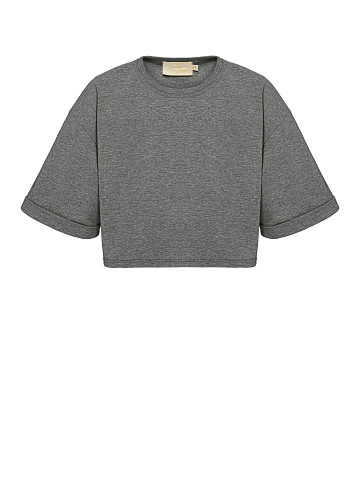 Dark grey cropped cotton T-shirt, 1