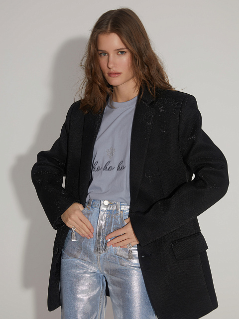 Black single-breasted jacket with lurex, 2 Black single-breasted jacket with lurex, 2