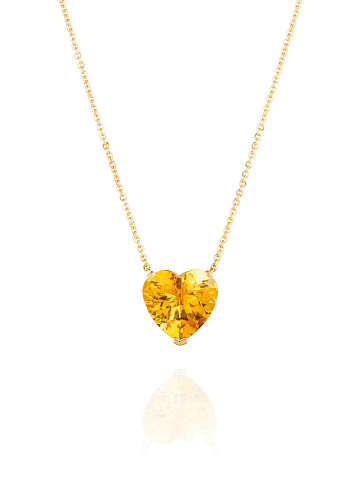 Yellow Gold & Heart-cut Citrine Necklace, 1