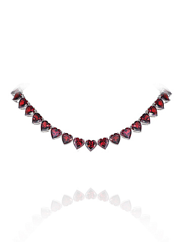White Gold & Heart Garnet Necklace, 1